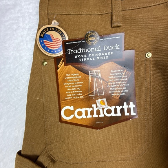 Carhartt B02 BRN Traditional Duck Work Dungaree Single Knee Pants 36x30 NWT NOS